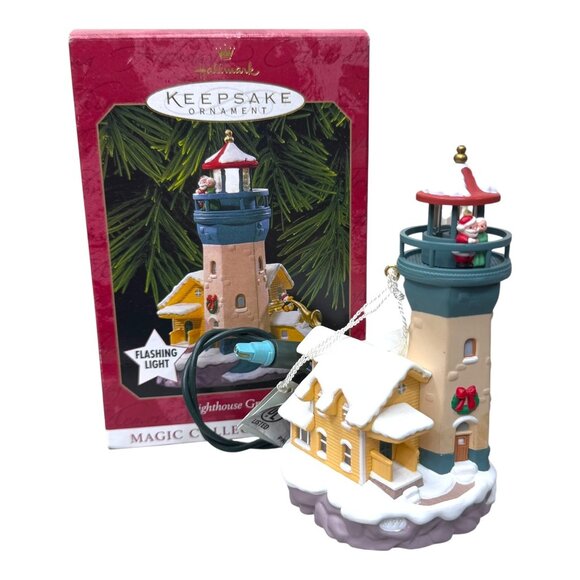 Hallmark Keepsake Lighthouse Greetings Christmas Ornament Magic Series Set Of 3 - Picture 3 of 8